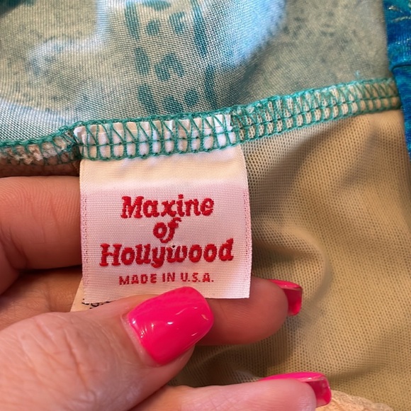 MAXINE of Hollywood blue green fade floral swimsuit lace up look back size 20W - Picture 7 of 10